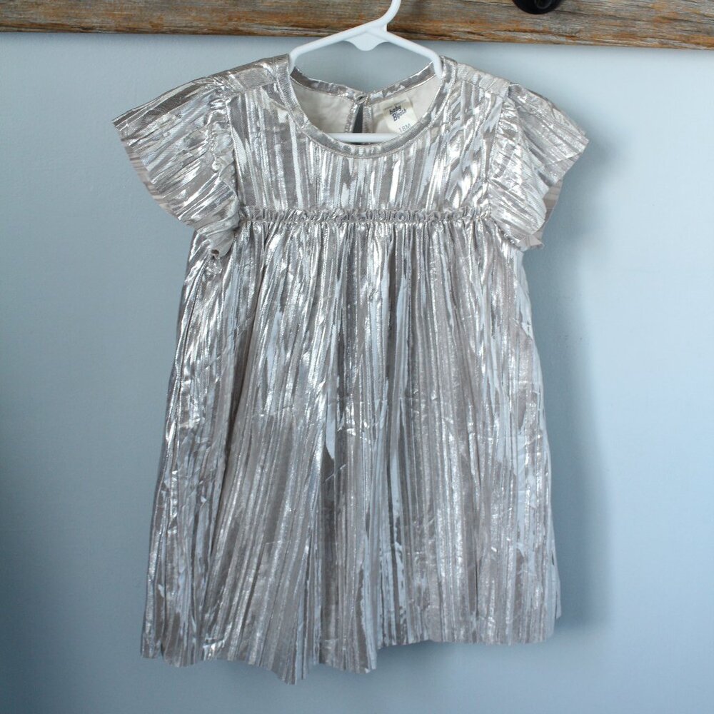 🍁4/$20 OshKosh B'gosh Size 18M Silver Dress Lined